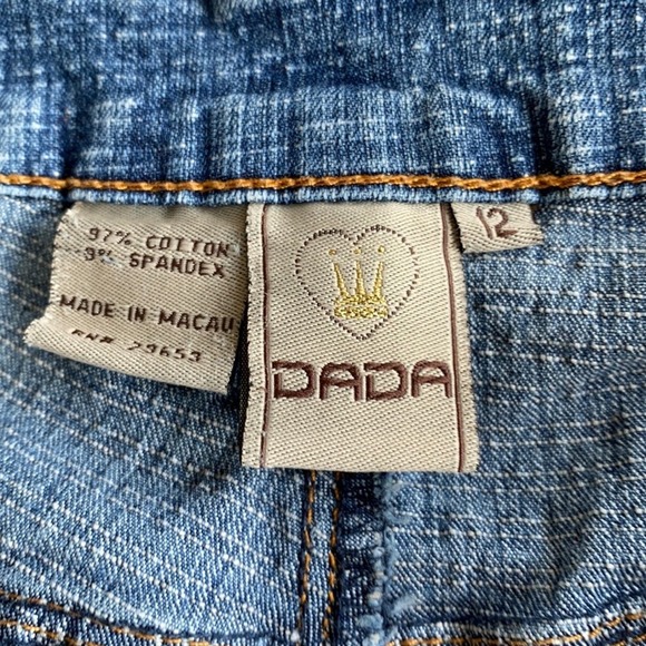 Dada Women's Stone Washed Textured Mid Rise Boot Cut Denim Blue Jeans Size 12 - Picture 8 of 10